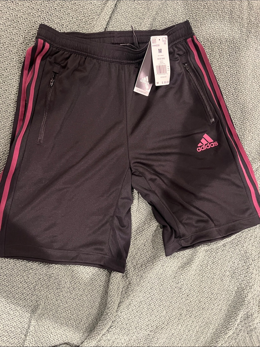 adidas Men’s Black Athletic Shorts with victory crismo stripes